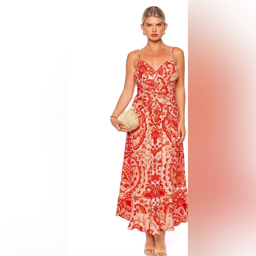 NWT JAIPUR RED CROSSOVER MAXI DRESS SIZE S